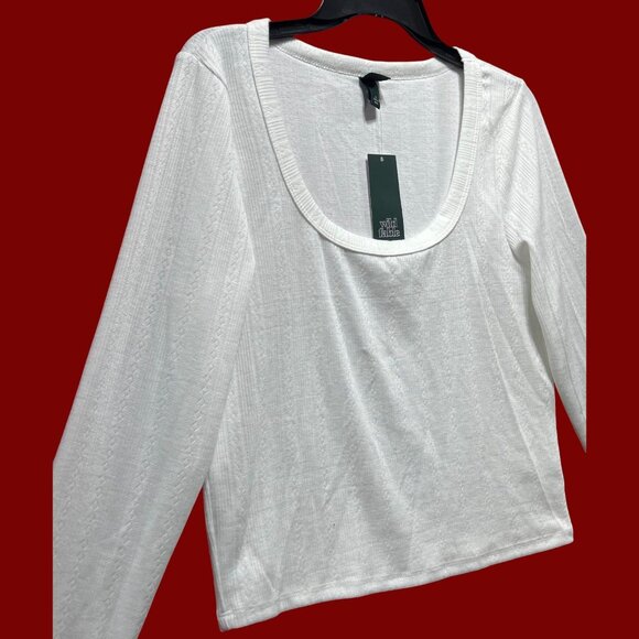 Wild Fable - Women's Long Sleeve Pointelle T-Shirt - White - Extra Large - Picture 12 of 13